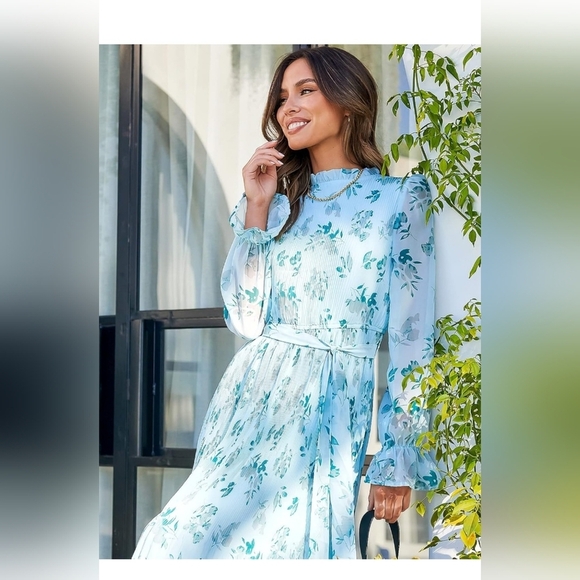 ANRABES WOMEN Floral Blue Dress - Picture 4 of 10